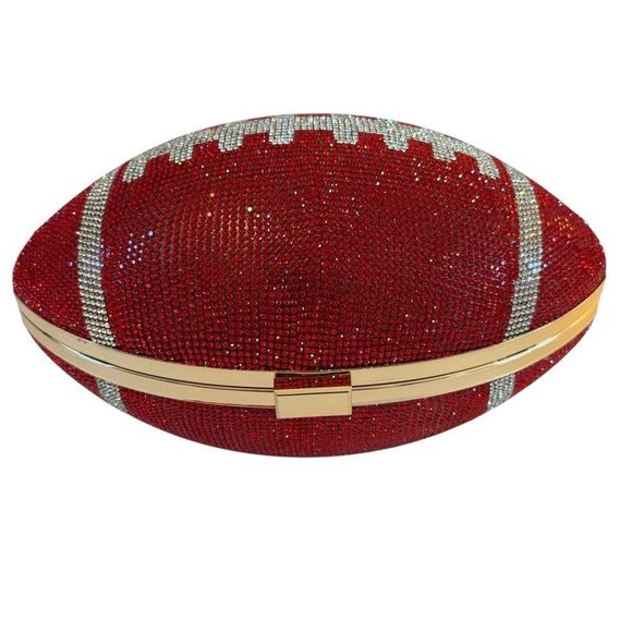Super Fun Eye-Catching Red & Silver Rhinestone  Football Crossbody. - Picture 1 of 8